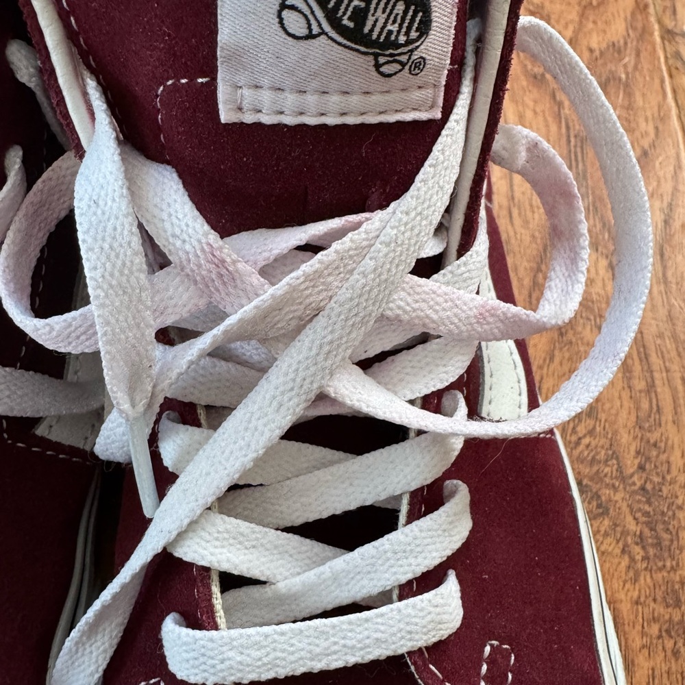 Vans Sk8-Hi Skate shoe high top burgundy & white men’s 6.5 women’s 8 sneakers - Picture 4 of 11